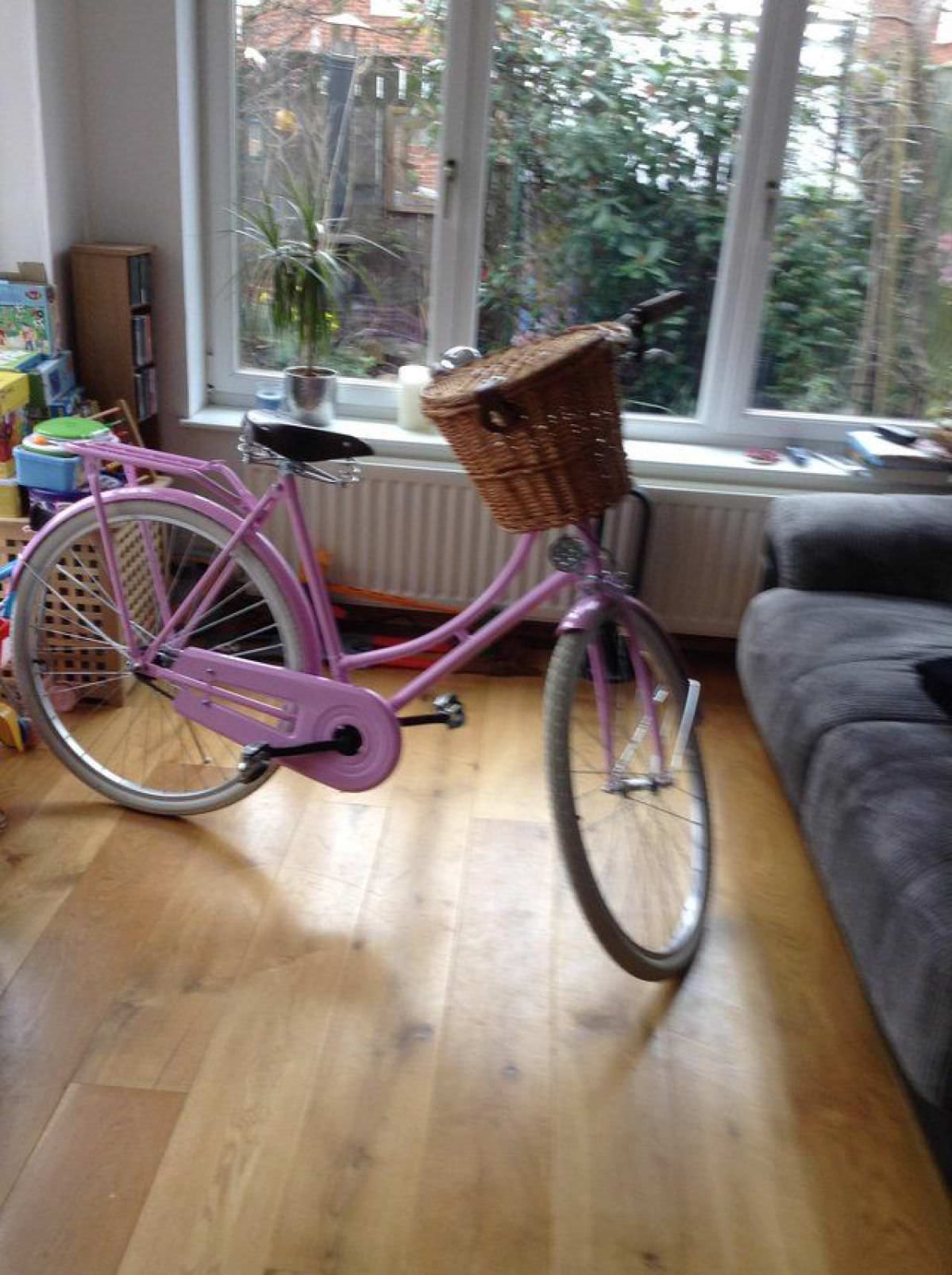 Pink Dutch ladies city bike