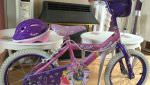 Princess bike with matching helmet, suit approx 5-8 years