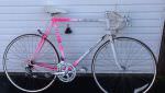 Vintage Raleigh Mercury-neon pink and white racing bike.